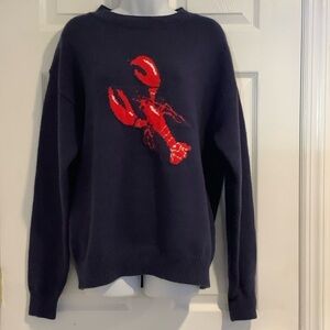 EDIKTED Women’s Navy Oversized Nautical Preppy Lobster Coastal Grandma Sweater S